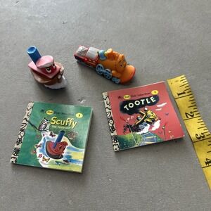 Vintage Miniature‎ Golden Books And Figurines, Tootle The Train, Scuffy Tugboat
